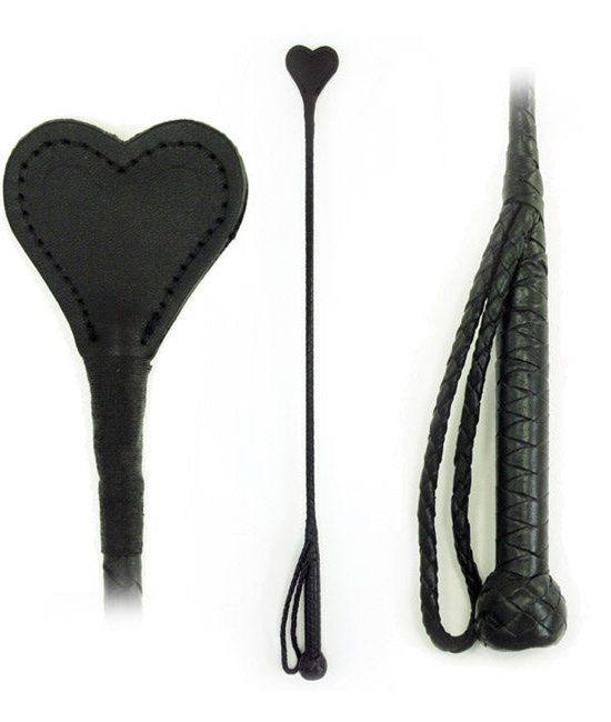 Riding Crop Heart Leather 26in