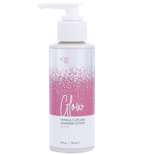 Glow silver shimmer body lotion bottle, 118 ml