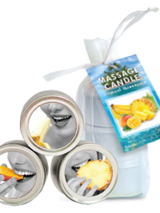 Edible Mini Candle Tropical Trio: 3 Mango, Pineapple, Banana 2 fl oz / 60 ml
