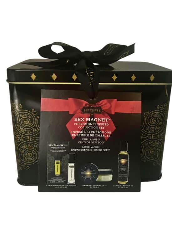 Sex Magnet Pheromone Vanilla Amber Gift Set Includes:  Roll On Fragrance, Massage Oil,  Massage Candle