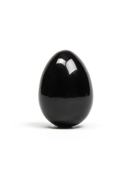 Black Obsidian - Yoni Egg - Drilled
