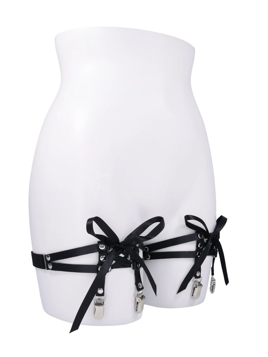 Laced Up Garters - Black - Image 7