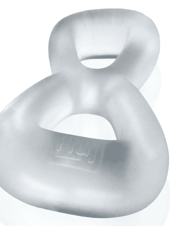 BOOMERANG double-ring cockring & nut-tugger CLEAR STEAM