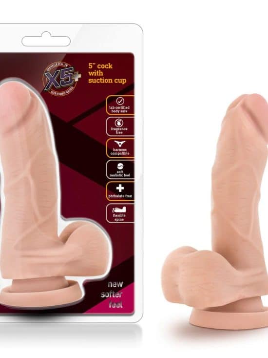 X5 - 5 In Cock w Suction - Beige