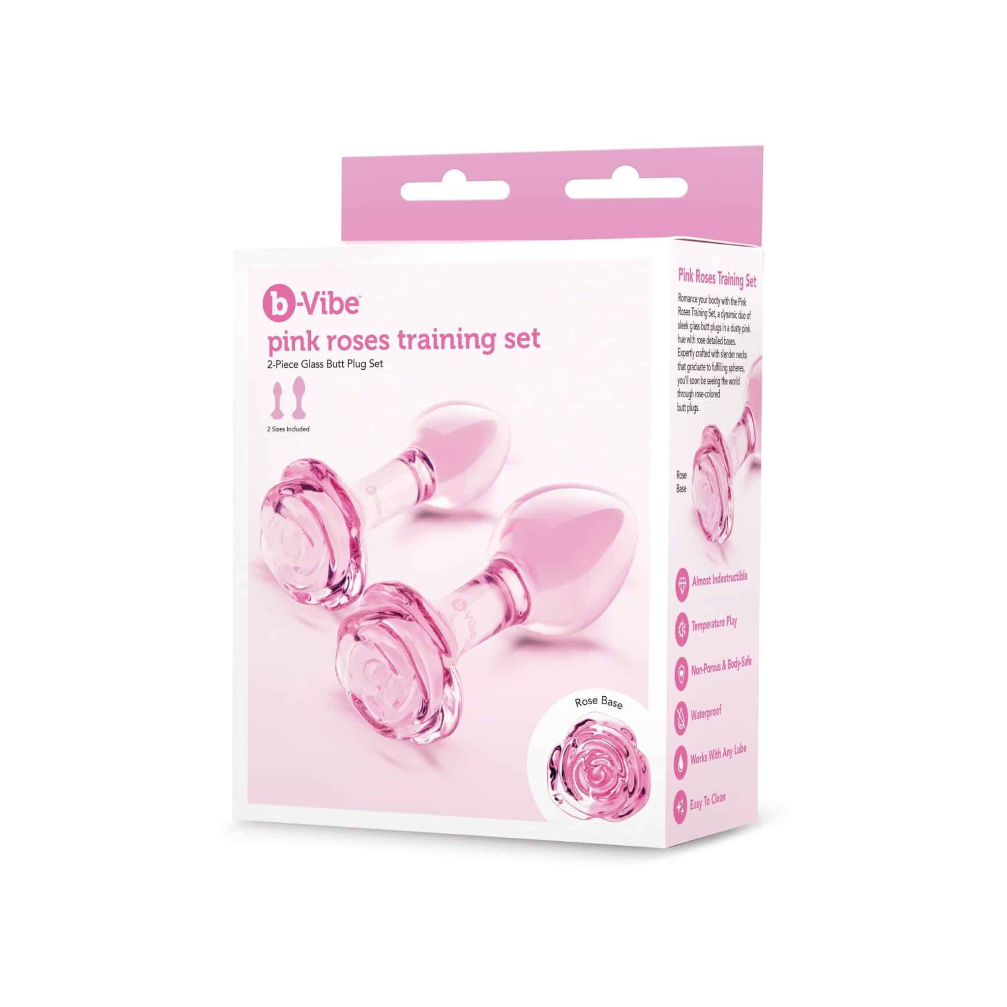 Pink Roses Glass Butt Plug Training Set - Image 8