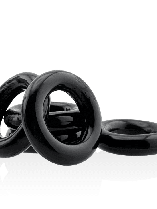 JACKER 5-STACK five-pack tube super-strong  cockrings BLACK