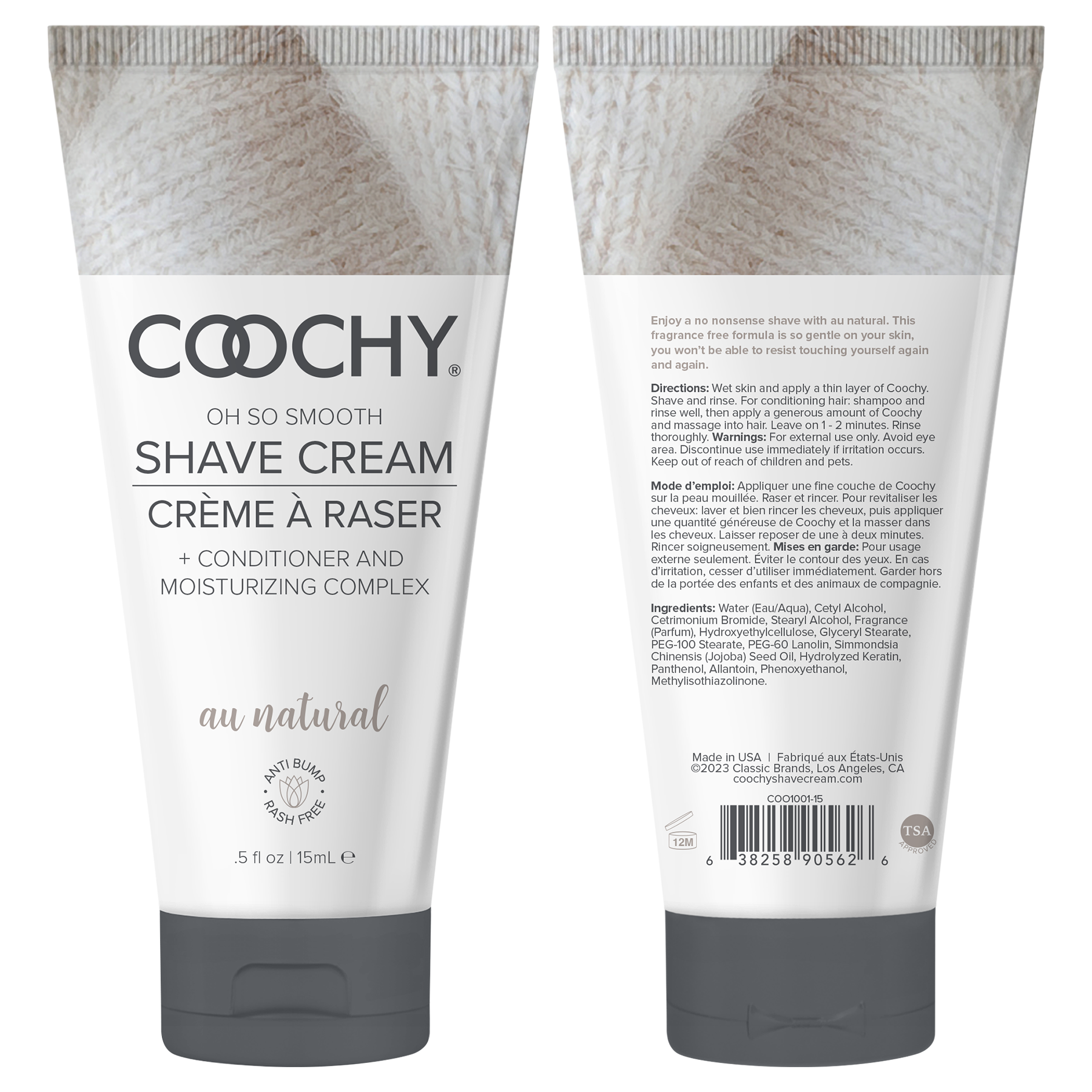 Coochy Shave Cream - AU NATURAL tube 0.5oz / 15ml - Image 3