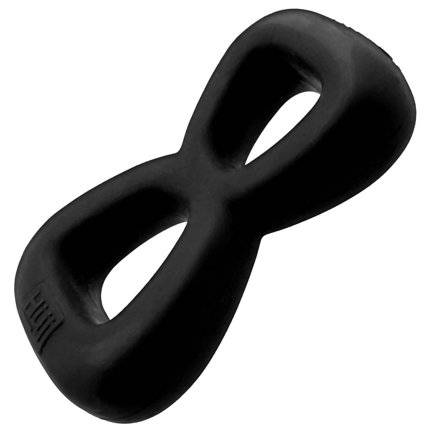BOOMERANG double-ring cockring & nut-tugger BLACK FOG - Image 3