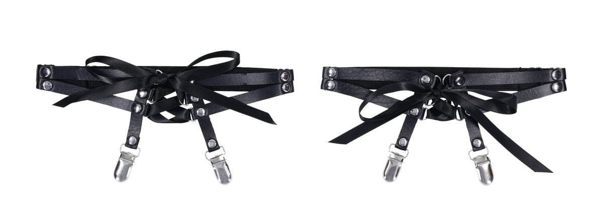 Laced Up Garters - Black - Image 4