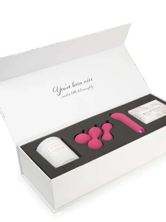 Nice and Naughty Gift Set: White, Pink - Candle, Ami, G-Spot Bullet, Treat Cards