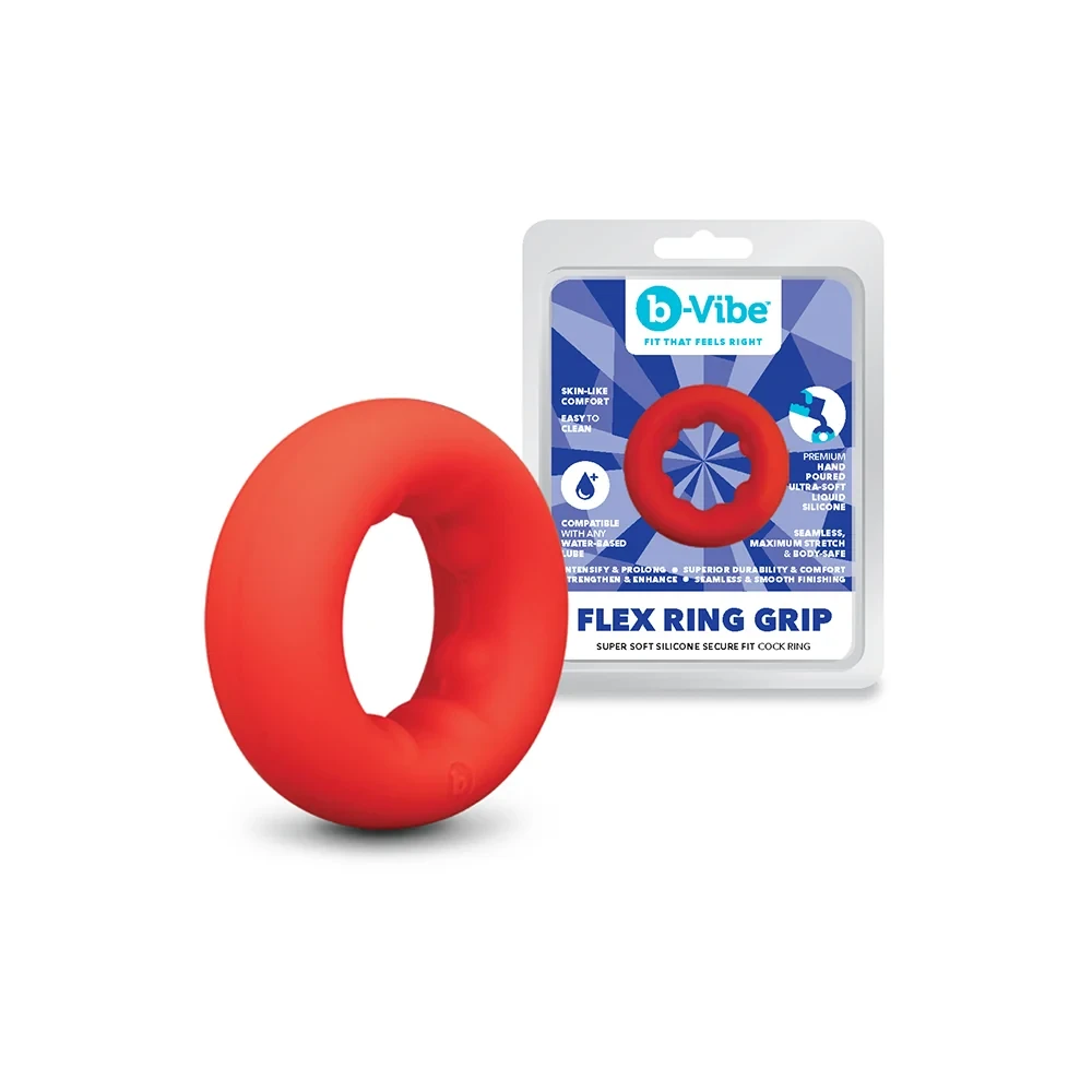 FLEX RING GRIP - ULTRA SOFT SILICONE COCK RING - RED - Image 2