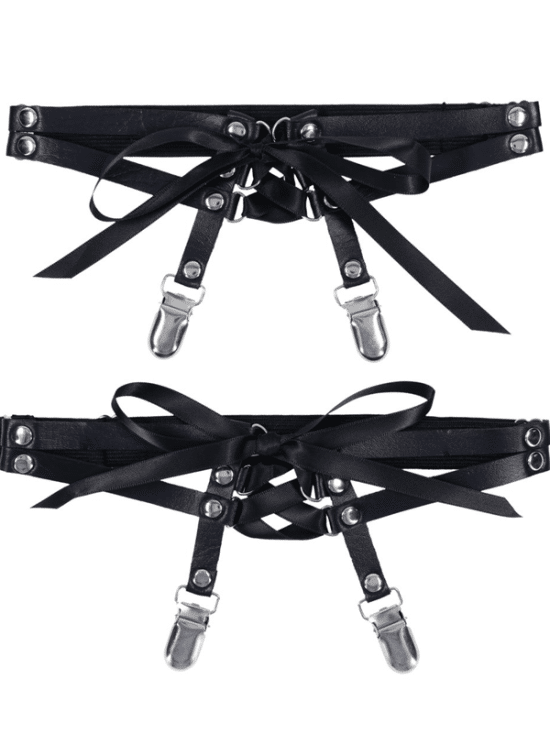 Laced Up Garters - Black