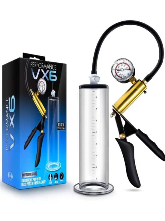 VX6 Vacuum Pump w Brass Pistol/Gauge-Clr
