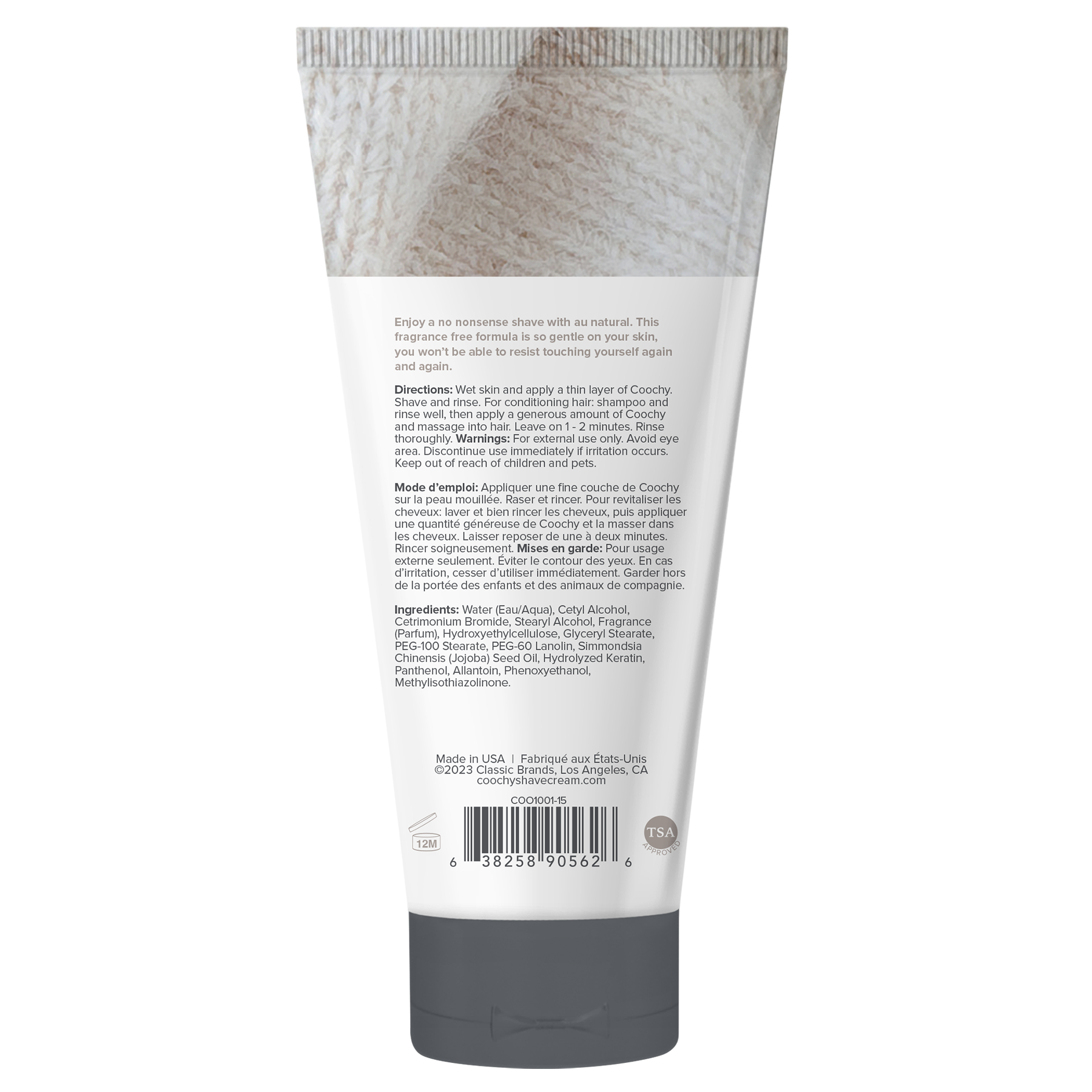 Coochy Shave Cream - AU NATURAL tube 0.5oz / 15ml - Image 2