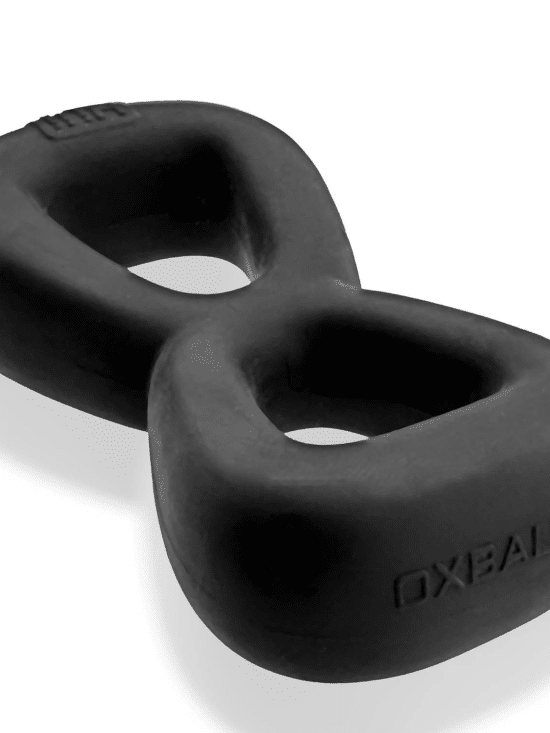 BOOMERANG double-ring cockring & nut-tugger BLACK FOG