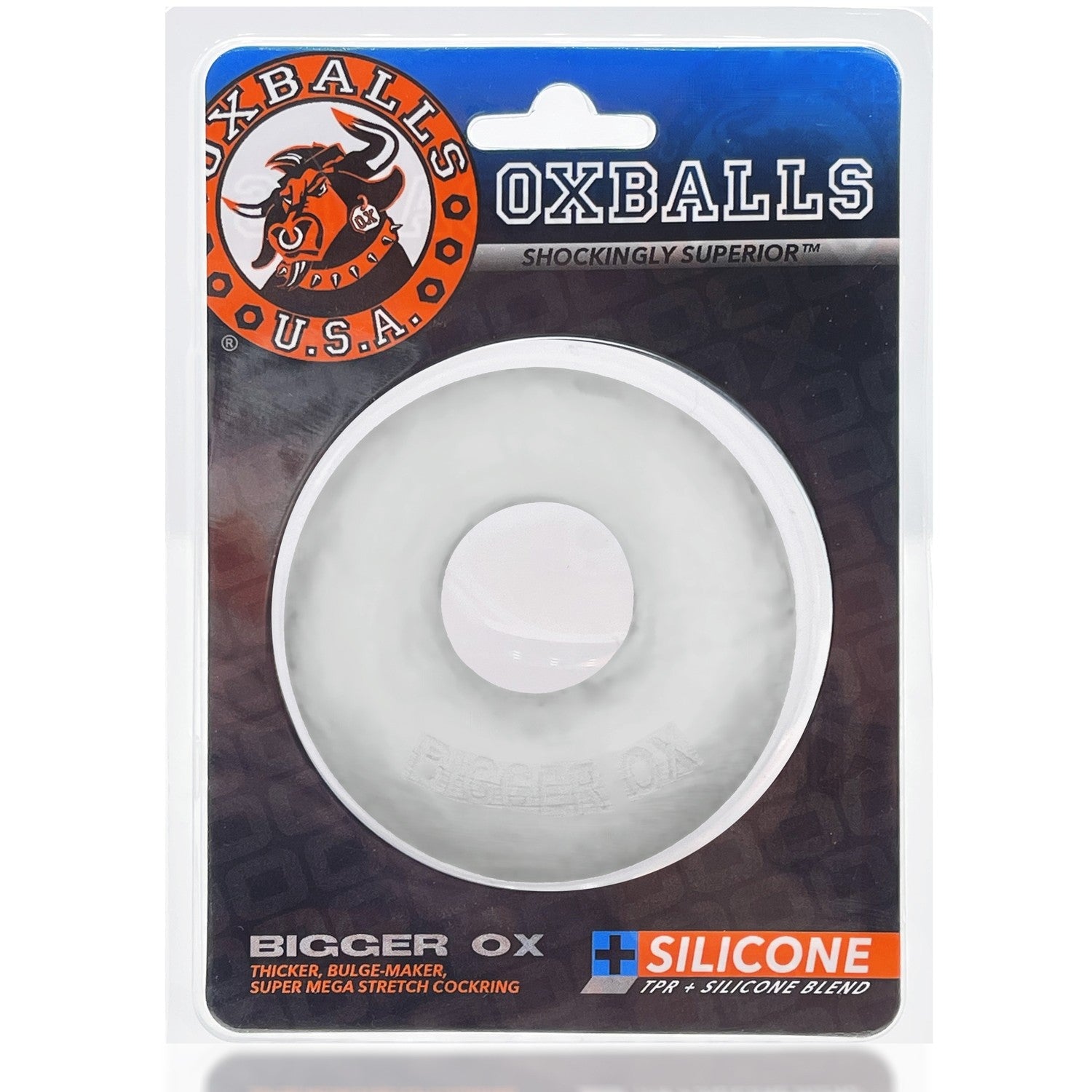 BIGGER OX, thicker bulge maker super mega-stretch cockring - CLEAR ICE - Image 2