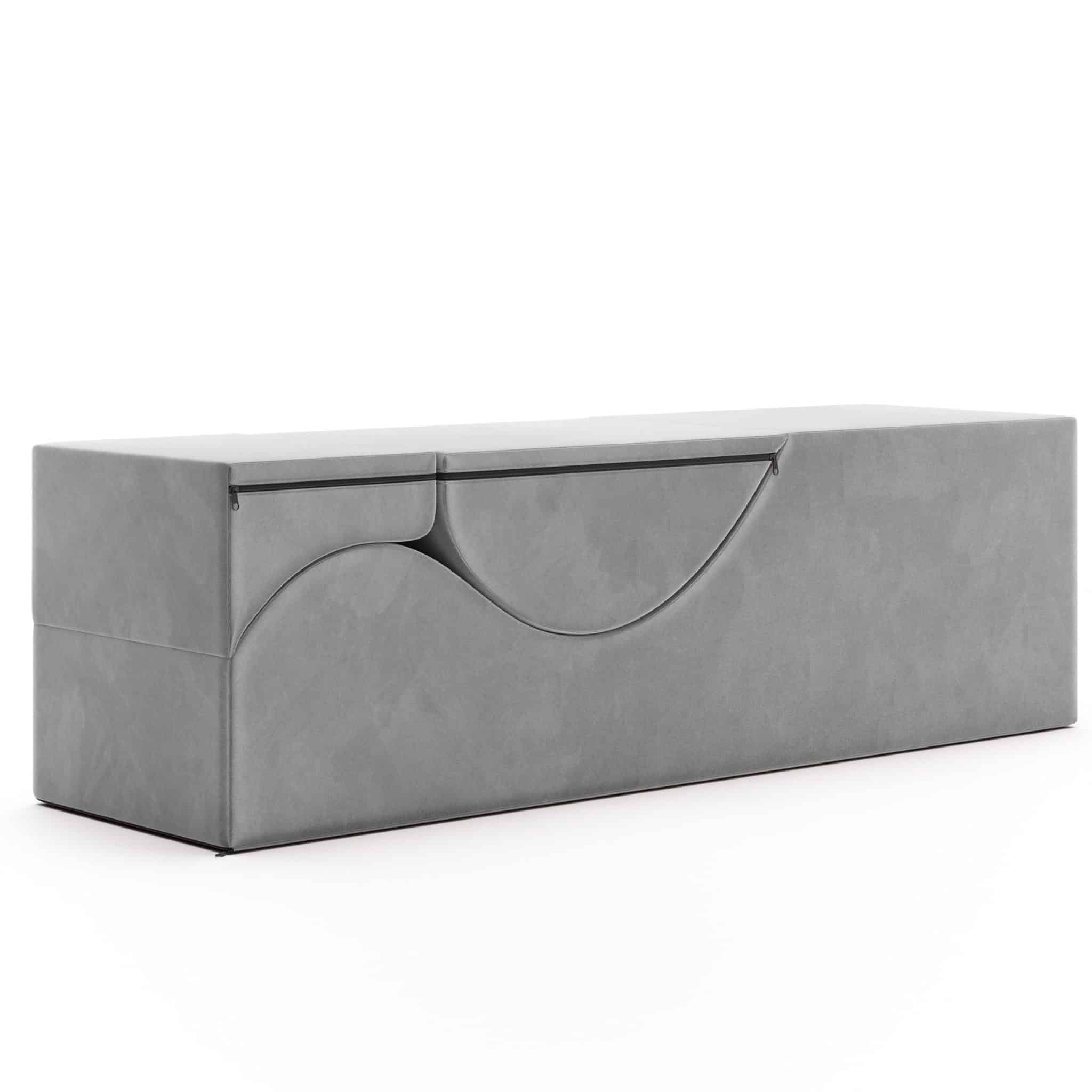 Aria Flip Chaise 18 Inch Wide - Convertible Sex Chair and Bed Bench, Grey - Image 2