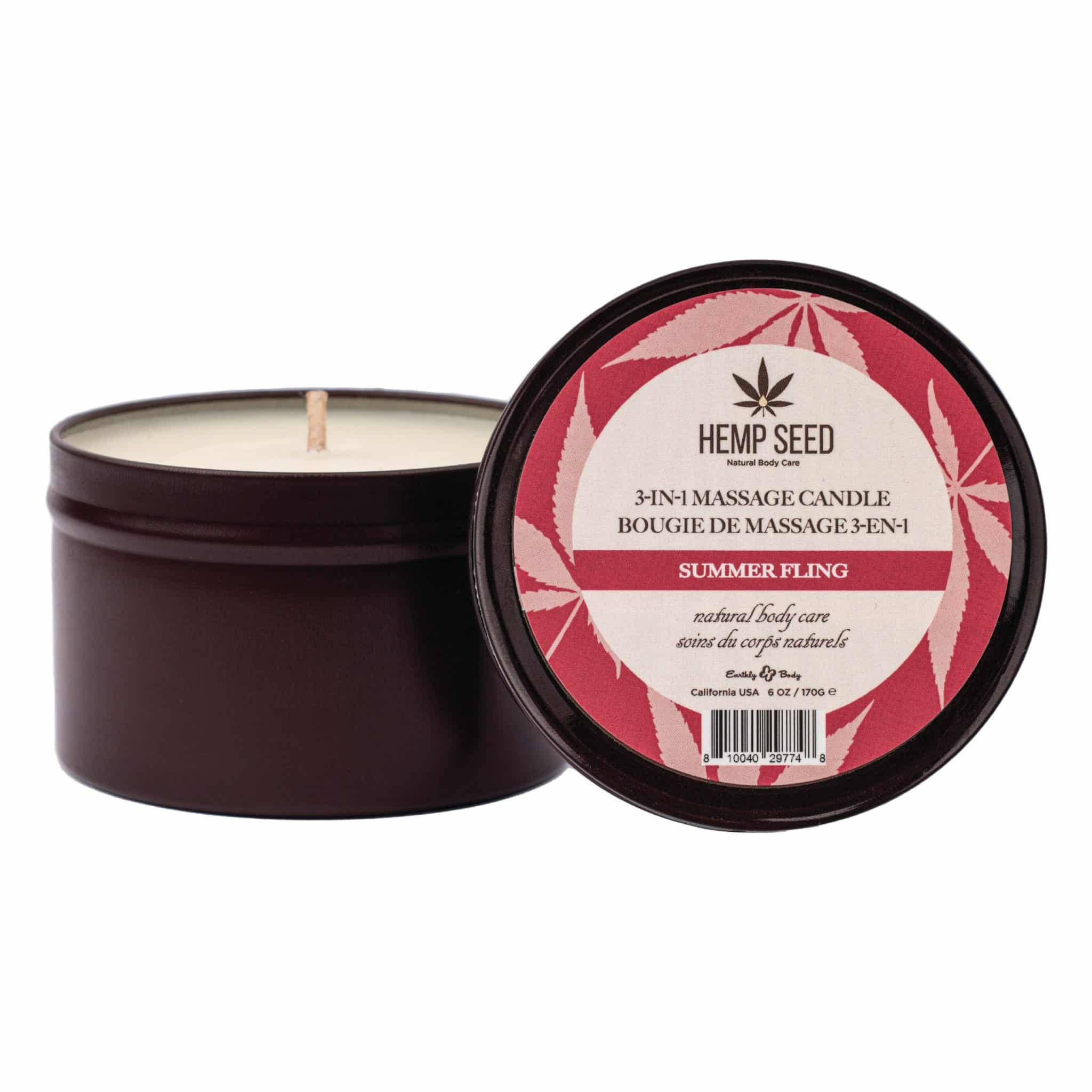 Hemp Seed 3-in-1 Massage Candle Summer Fling 6oz - Image 2