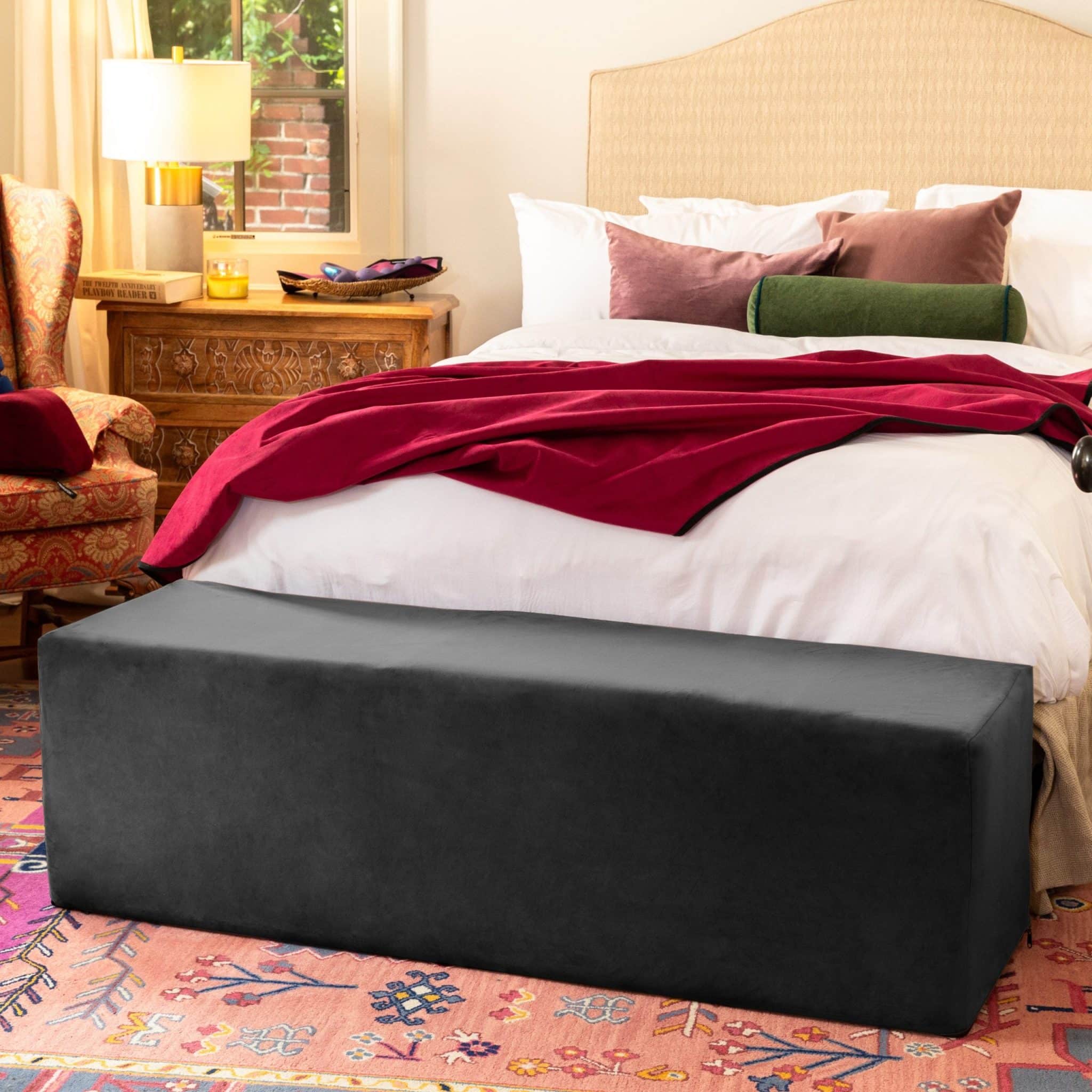 Aria Flip Chaise 18 Inch Wide - Convertible Sex Chair and Bed Bench, Black - Image 4