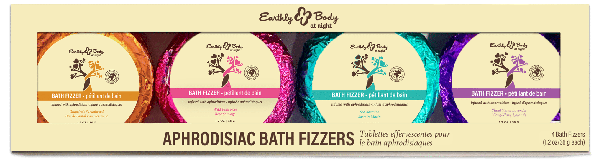 Earthly Body at Night Bath Fizzer Aphrodisiac Collection Set 4pc