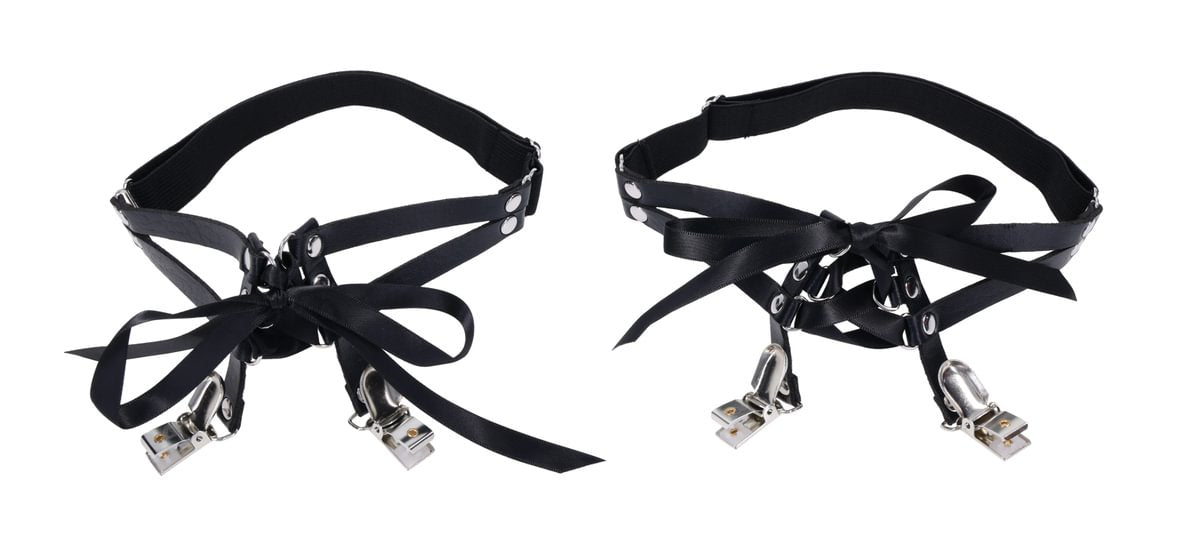 Laced Up Garters - Black - Image 6