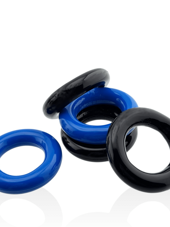 JACKER 5-STACK five-pack tube super-strong  cockrings BLUE/BLACK
